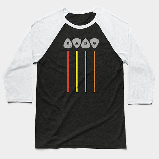 EADG Bass Strings Guitar Picks Colorful Theme Baseball T-Shirt by nightsworthy